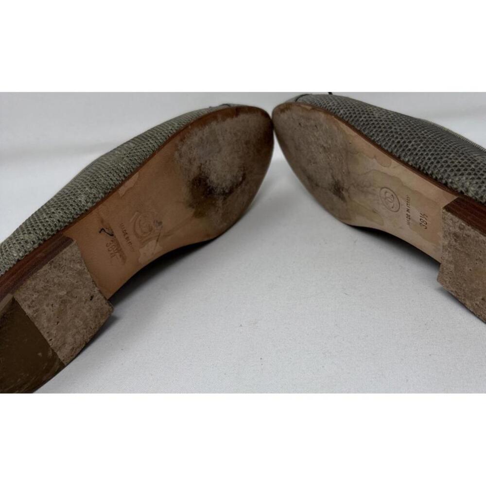 Authentic Chanel Snake Skin  CC Logo Ballerina Flats Size 38.5 - Picture 14 of 16